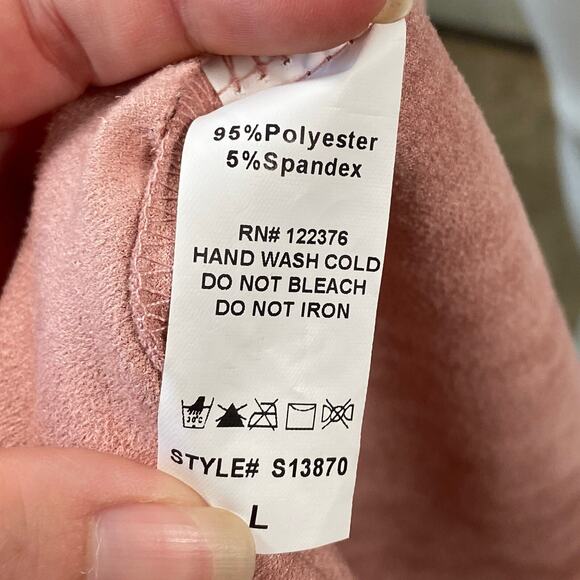 Mustard Seed Dress Womens Size L Boho Peasant Rose Pink Faux Suede Balloon - Picture 4 of 4